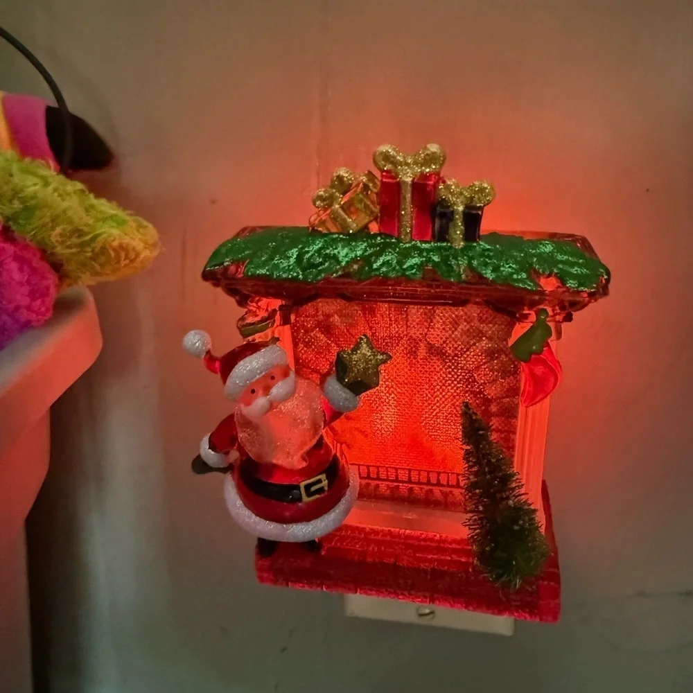 Illuminated Santa Red and Green Christmas Decor Accents Night Light